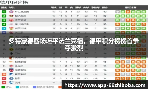 多特蒙德客场逼平法兰克福，德甲积分榜榜首争夺激烈